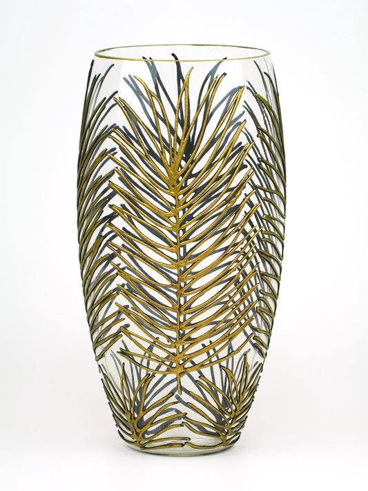 Handpainted Glass Vase for Flowers | Art Tropical Oval Vase | Interior